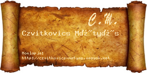 Czvitkovics Mátyás névjegykártya